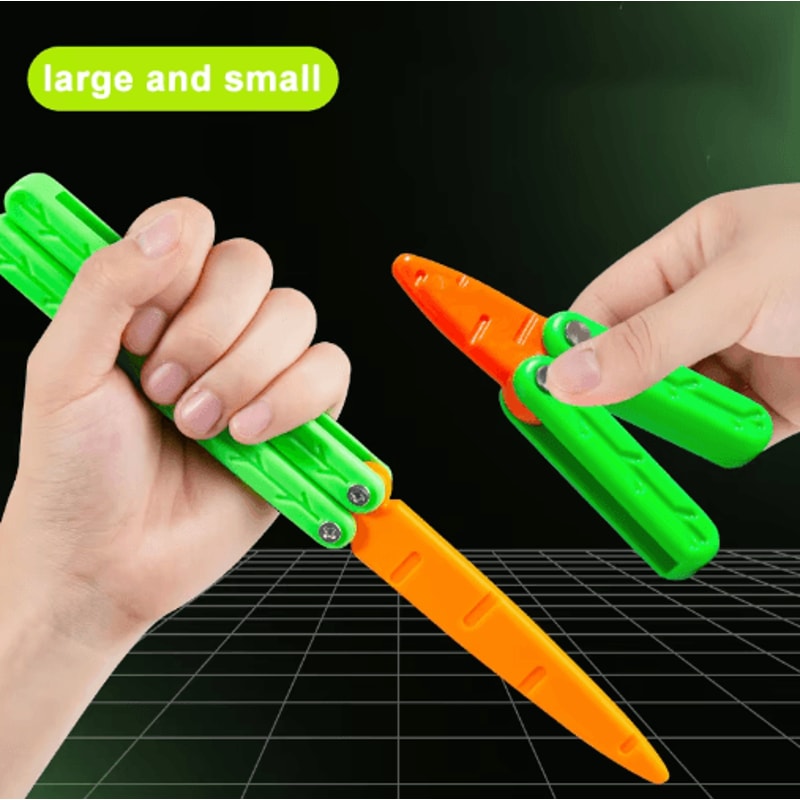 3D Printed Carrot Gravity Fidget Toy Knife Butterfly Folding Stress Relief Toy 26