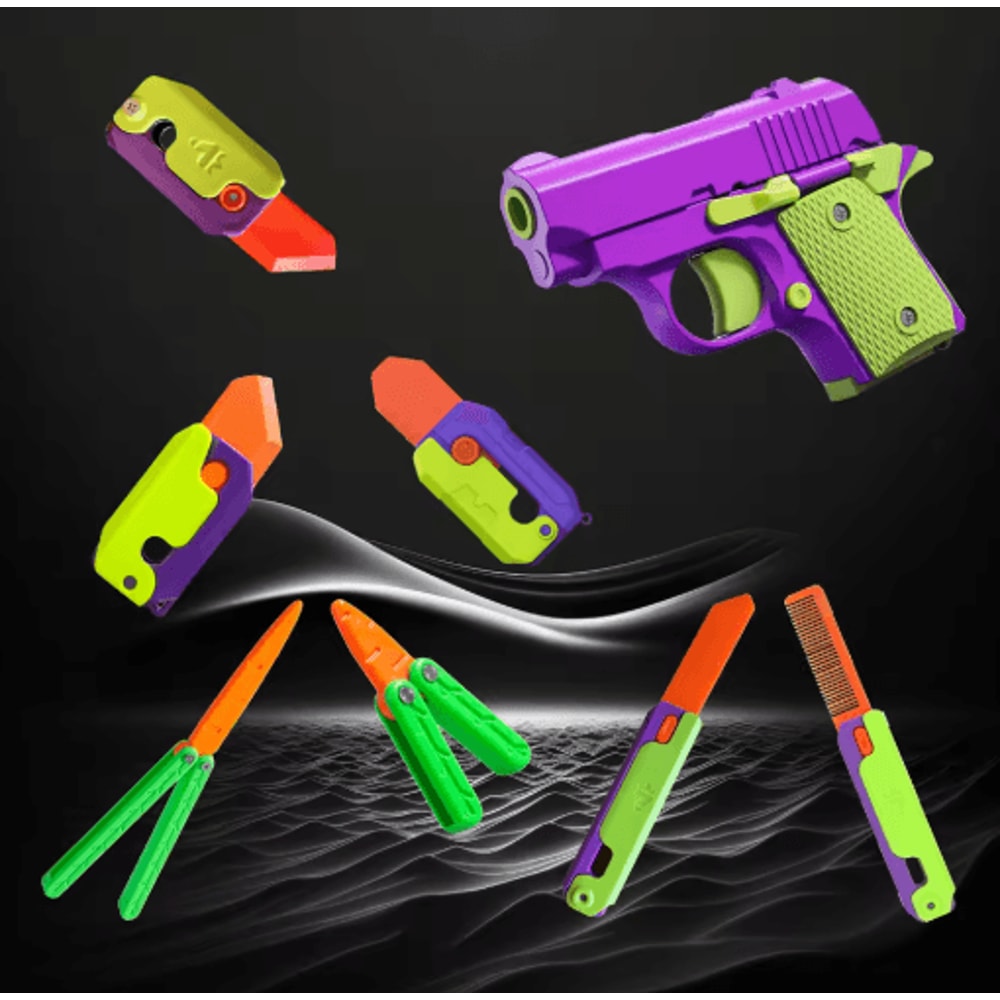 3D Printed Carrot Gravity Fidget Toy Knife Butterfly Folding Stress Relief Toy 0