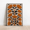 Retro Beige Floral Line Wall Art Minimalist Neutral Canvas Print Frameless 1