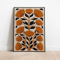 Retro Beige Floral Line Wall Art Minimalist Neutral Canvas Print Frameless 1