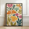 Retro Beige Floral Line Wall Art Minimalist Neutral Canvas Print Frameless 2