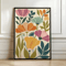 Retro Beige Floral Line Wall Art Minimalist Neutral Canvas Print Frameless 2