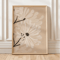 Retro Beige Floral Line Wall Art Minimalist Neutral Canvas Print Frameless 22