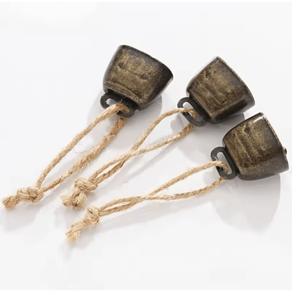 1020pcs Jingle Bells Decor Rustic Cow Bells With Twine For Christmas Crafts 6