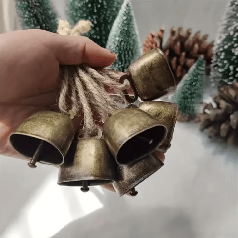 1020pcs Jingle Bells Decor Rustic Cow Bells With Twine For Christmas Crafts 7