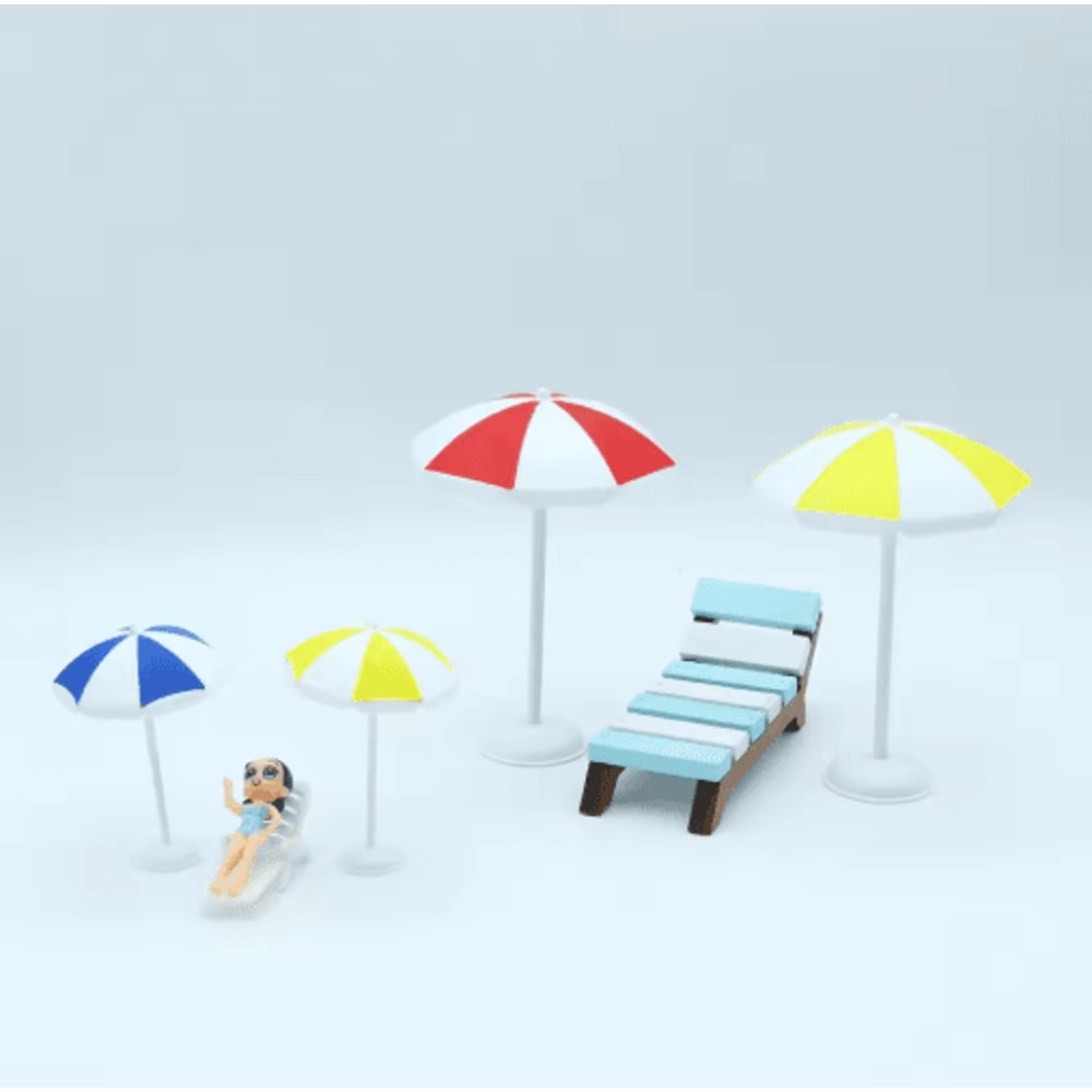 Mini Beach Umbrella Dollhouse Micro Landscape Decor DIY Craft Accessory 4