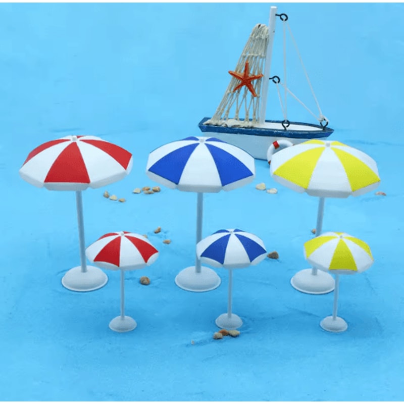 Mini Beach Umbrella Dollhouse Micro Landscape Decor DIY Craft Accessory 0