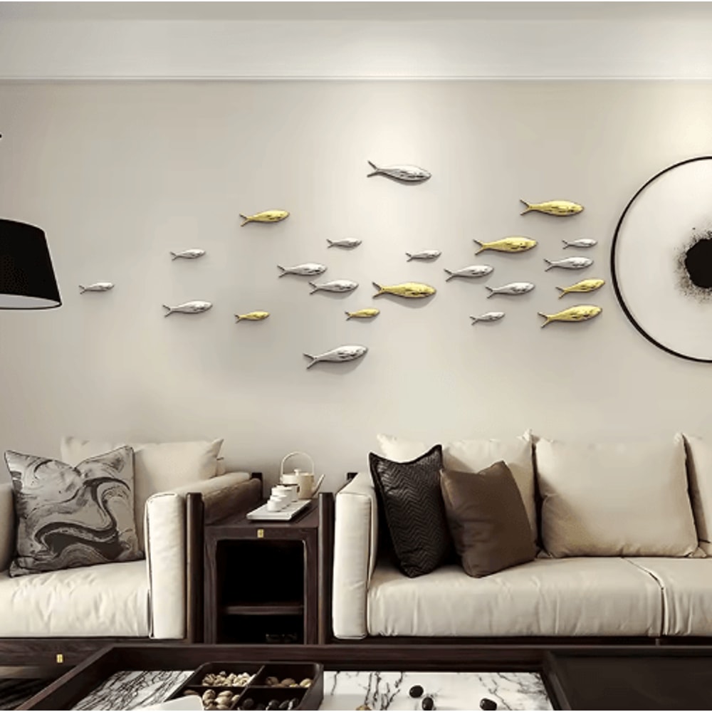 Creative 3D Fish Wall Decor Electroplated Metallic Wall Stickers For Modern Spaces 0
