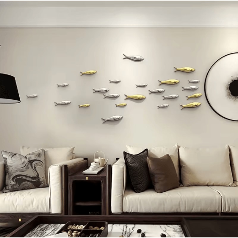 Creative 3D Fish Wall Decor Electroplated Metallic Wall Stickers For Modern Spaces 0