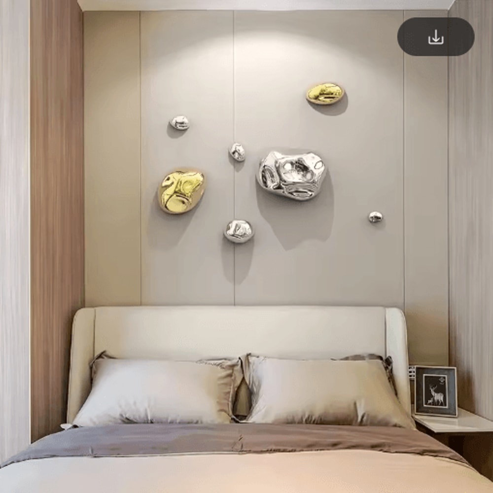 Luxury 3D Stone Wall Decor Golden Simulation Stone Hanging Accent 1
