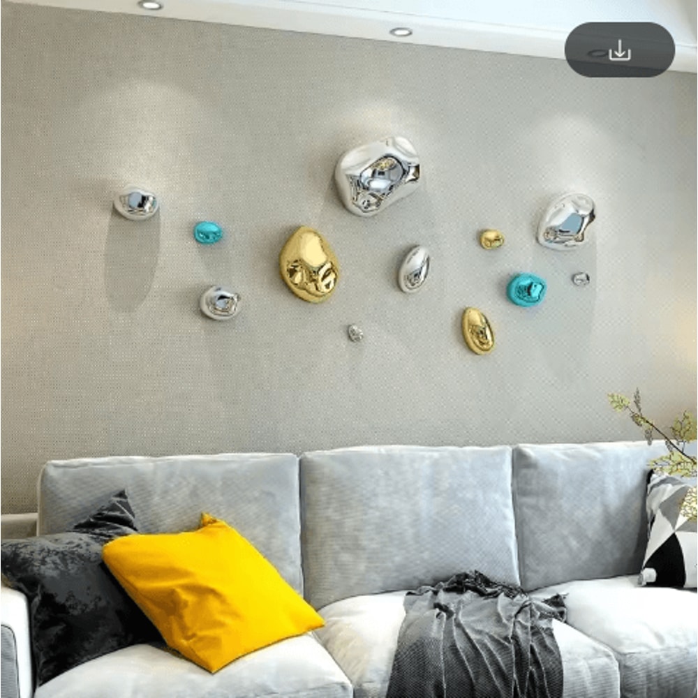 Luxury 3D Stone Wall Decor Golden Simulation Stone Hanging Accent 3