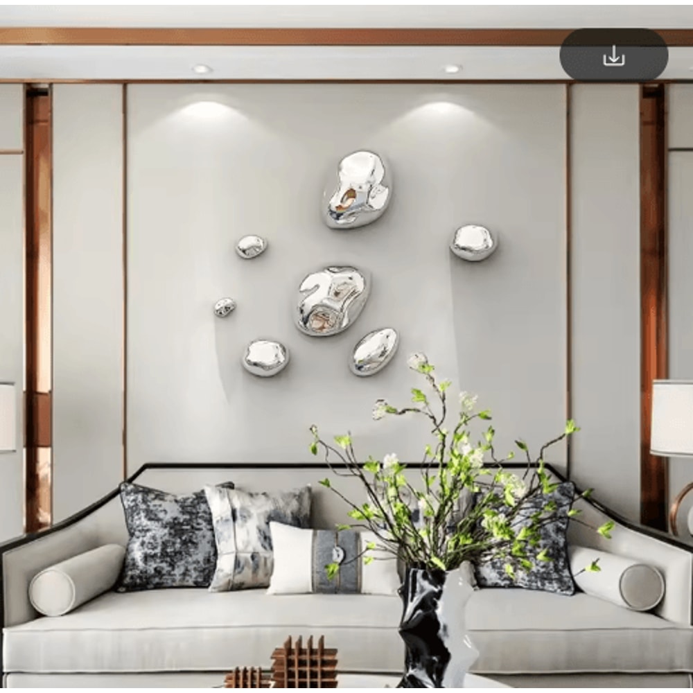 Luxury 3D Stone Wall Decor Golden Simulation Stone Hanging Accent 23