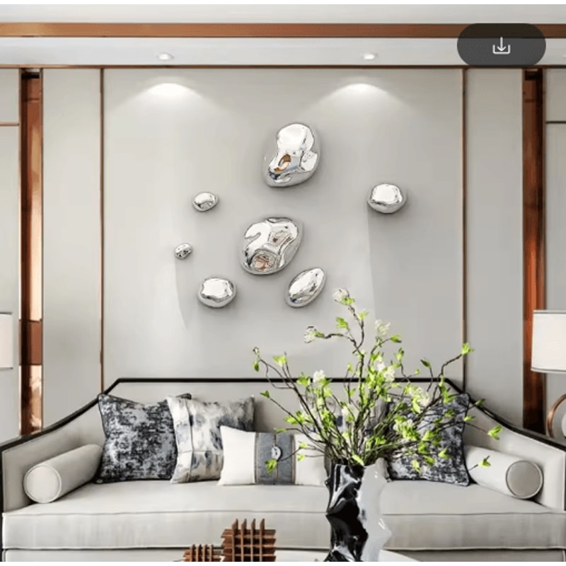 Luxury 3D Stone Wall Decor Golden Simulation Stone Hanging Accent 23