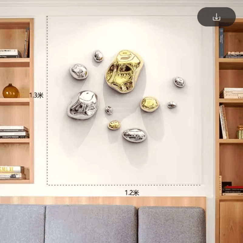 Luxury 3D Stone Wall Decor Golden Simulation Stone Hanging Accent 24