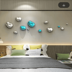 luxury 3d stone wall decor – golden simulation stone hanging accent