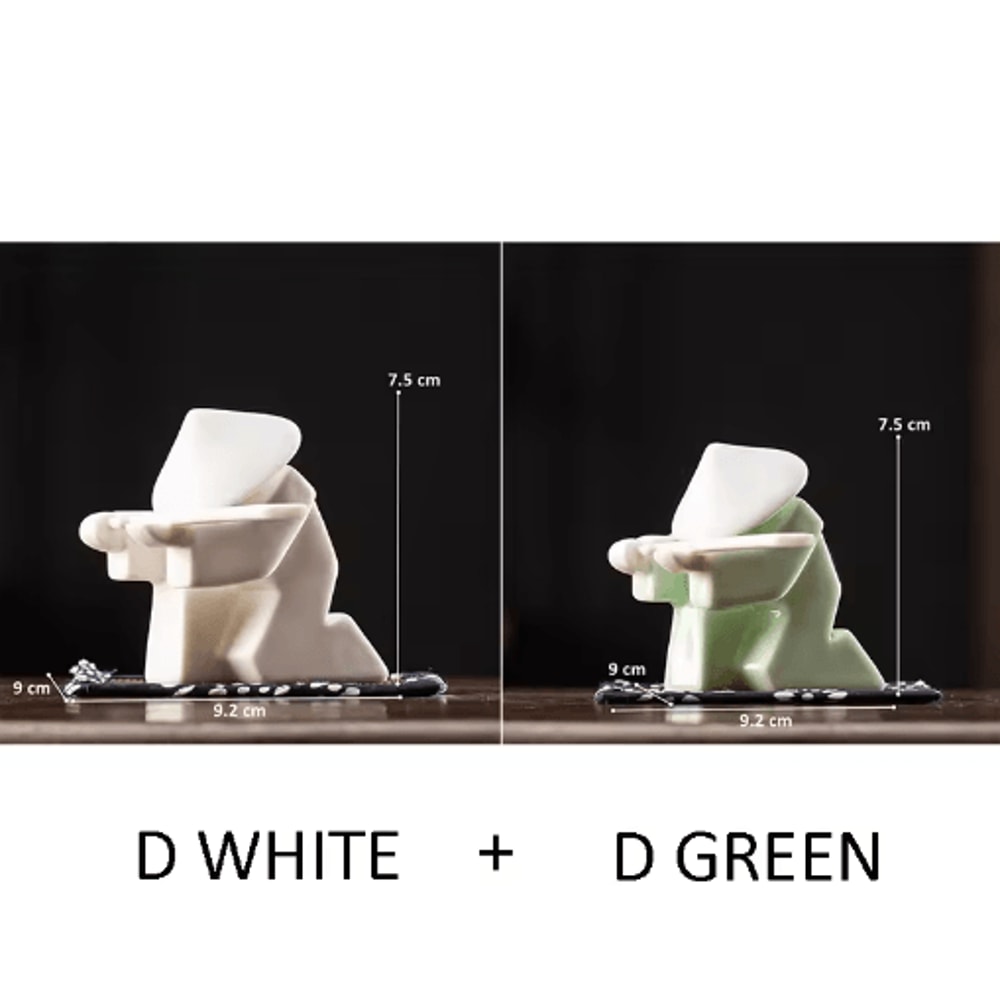 White Ceramic Samurai Figurine Blanc De Chine Geometric Oriental Warrior Decor 11