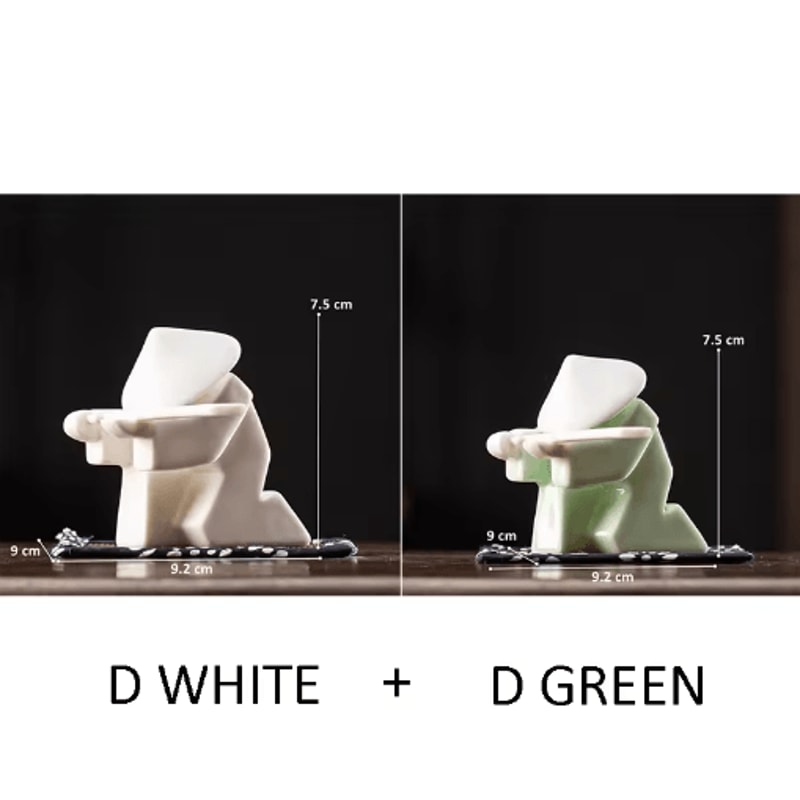 White Ceramic Samurai Figurine Blanc De Chine Geometric Oriental Warrior Decor 11