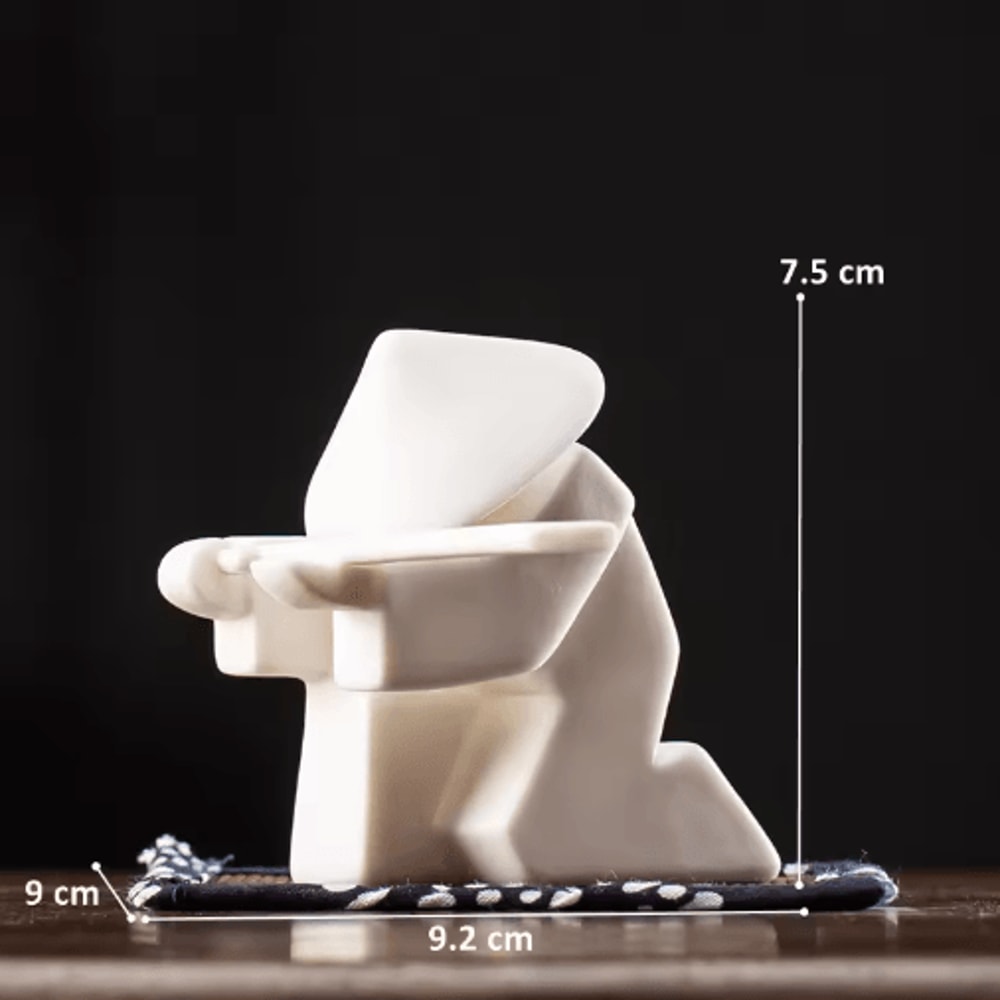 White Ceramic Samurai Figurine Blanc De Chine Geometric Oriental Warrior Decor 16