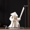 White Ceramic Samurai Figurine Blanc De Chine Geometric Oriental Warrior Decor 17