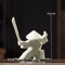 White Ceramic Samurai Figurine Blanc De Chine Geometric Oriental Warrior Decor 18