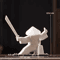 White Ceramic Samurai Figurine Blanc De Chine Geometric Oriental Warrior Decor 19