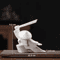 White Ceramic Samurai Figurine Blanc De Chine Geometric Oriental Warrior Decor 21