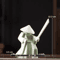 White Ceramic Samurai Figurine Blanc De Chine Geometric Oriental Warrior Decor 22