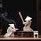 White Ceramic Samurai Figurine Blanc De Chine Geometric Oriental Warrior Decor 23
