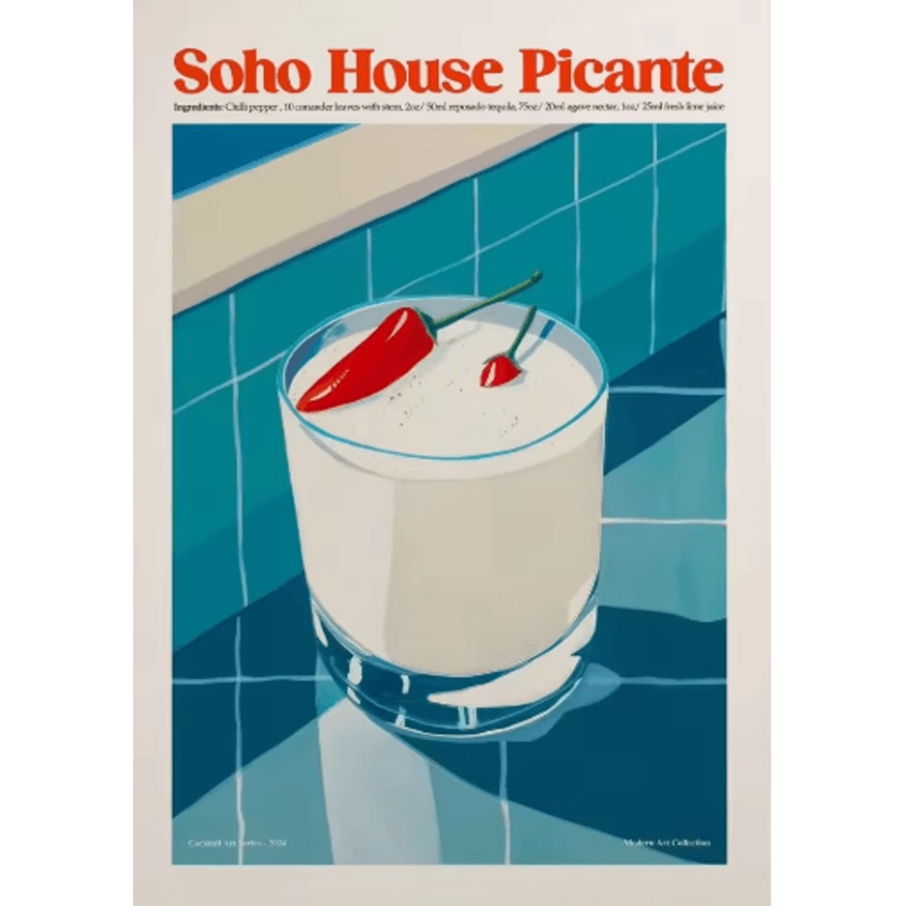 Aperol Spritz Pizza Cocktail Kitchen Wall Art Italian Food Canvas Poster 1