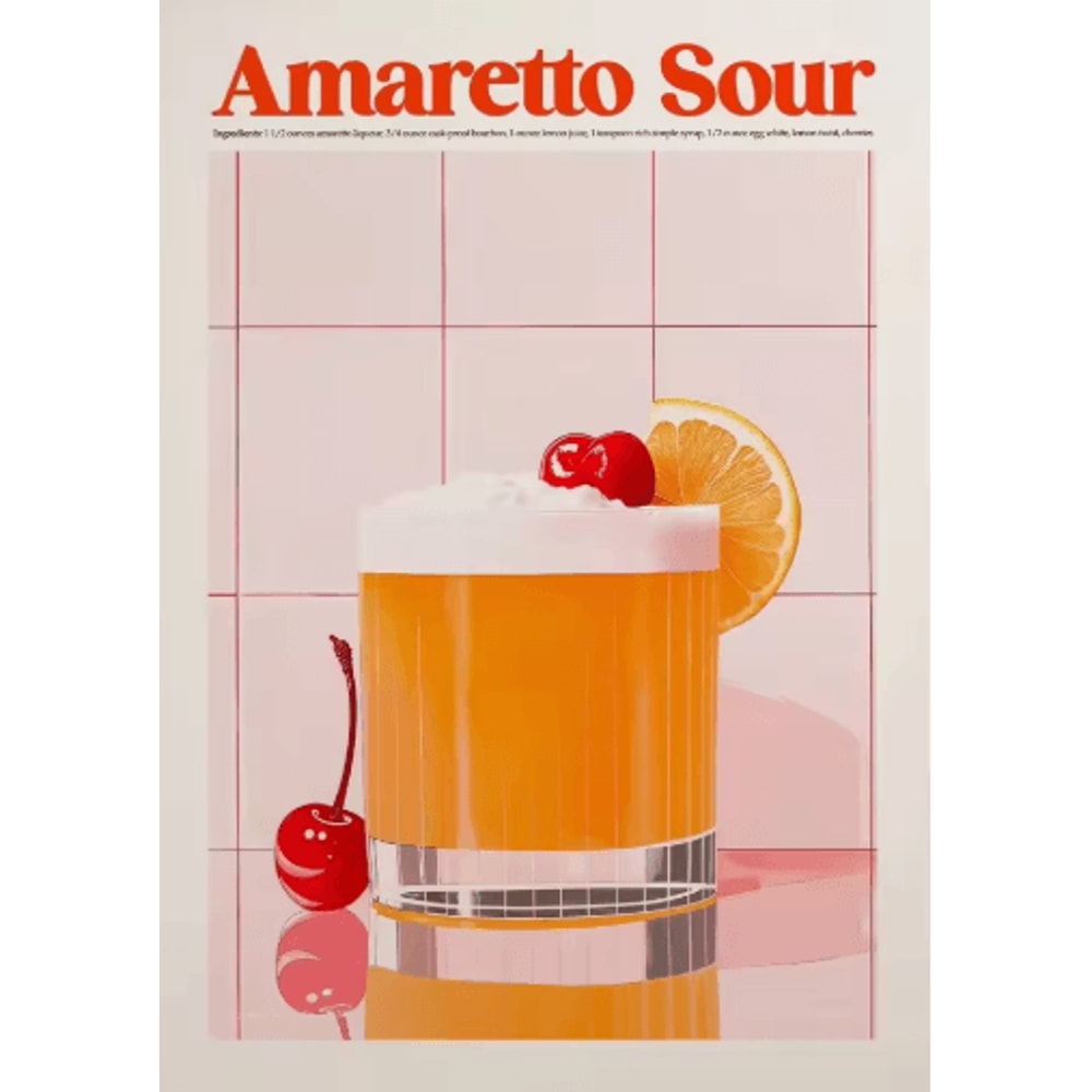 Aperol Spritz Pizza Cocktail Kitchen Wall Art Italian Food Canvas Poster 2