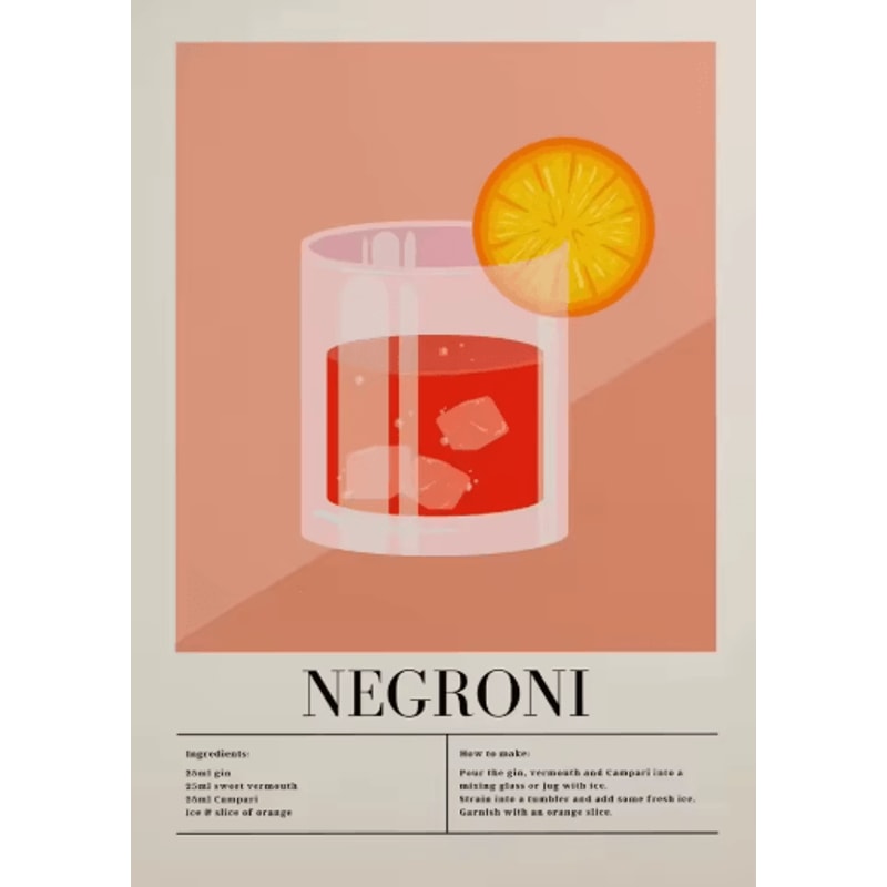 Aperol Spritz Pizza Cocktail Kitchen Wall Art Italian Food Canvas Poster 16