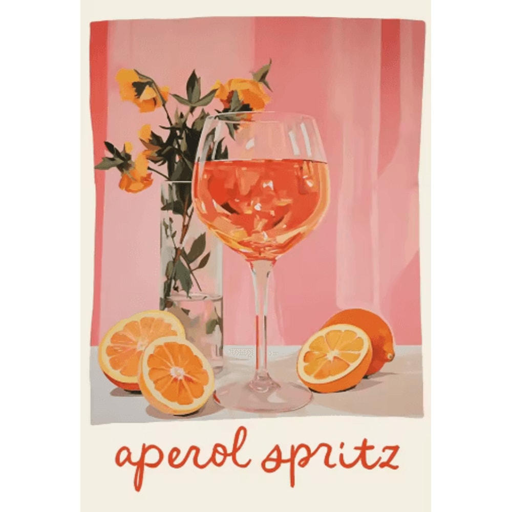 Aperol Spritz Pizza Cocktail Kitchen Wall Art Italian Food Canvas Poster 25