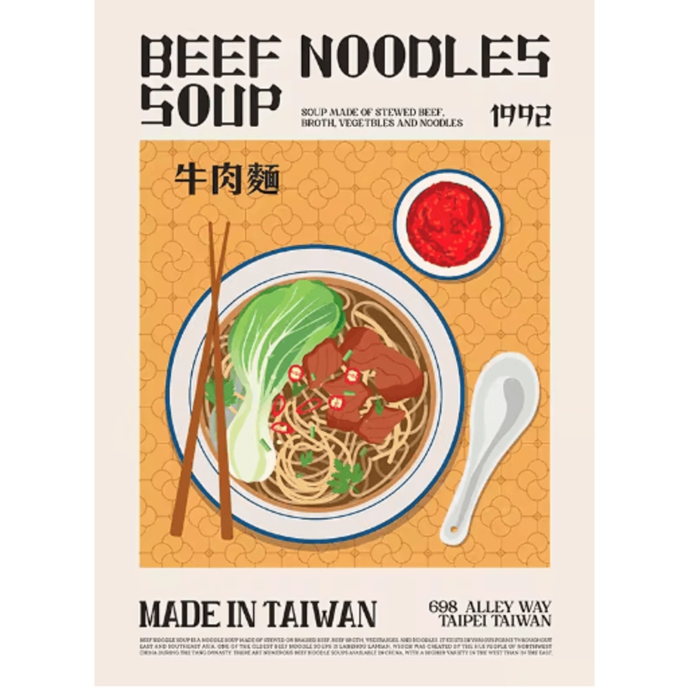 Delicious Food Wall Art Canvas World Cuisine Kitchen Poster With Ravioli Ramen Coffee 13