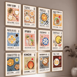 delicious food wall art canvas world cuisine kitchen poster with ravioli ramen & coffee