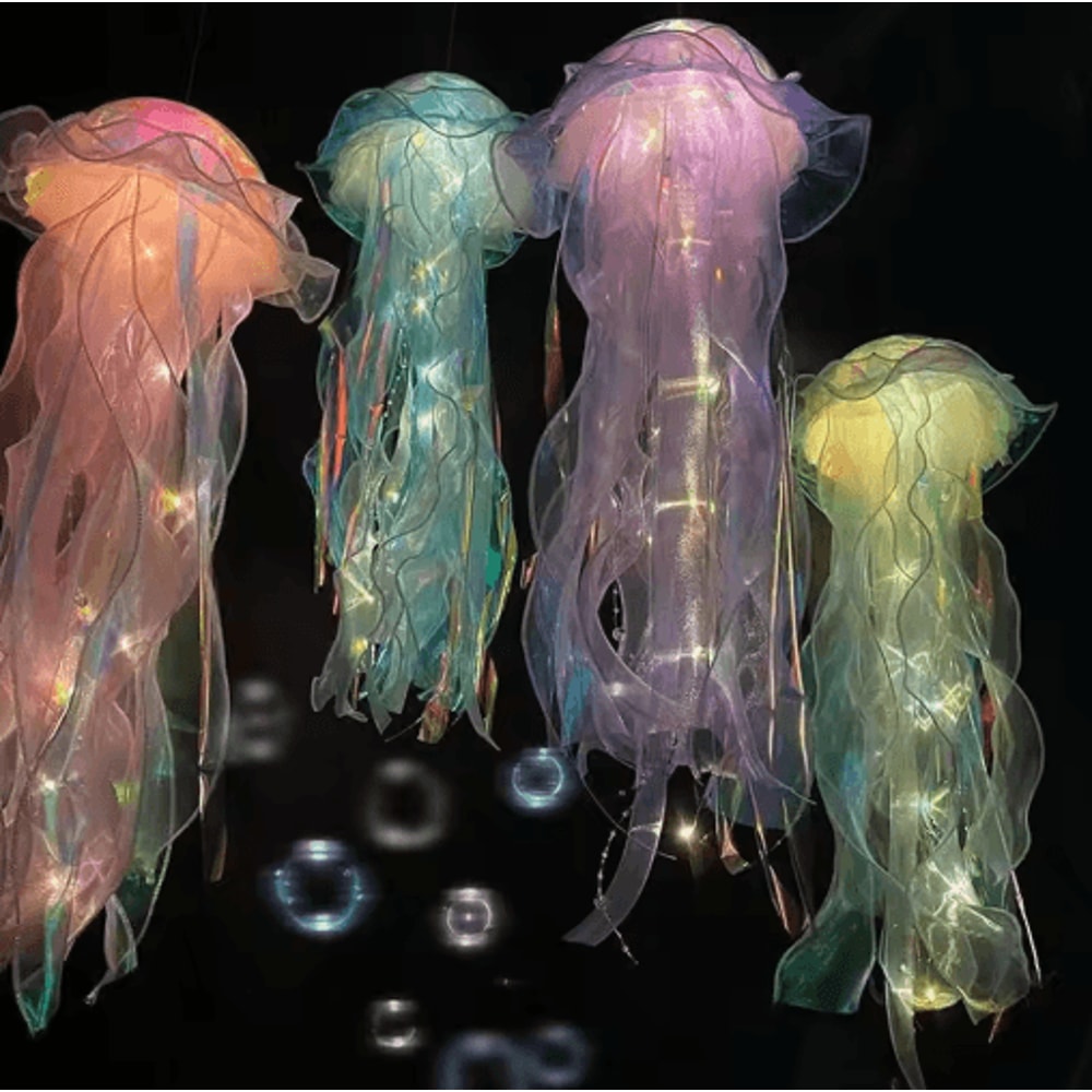 DIY Jellyfish Night Light OceanThemed Hanging Lamp For Bedroom Party Decor 9