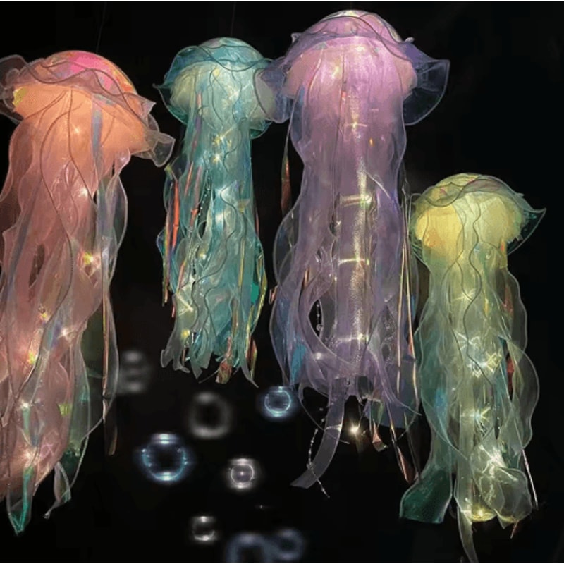 DIY Jellyfish Night Light OceanThemed Hanging Lamp For Bedroom Party Decor 9