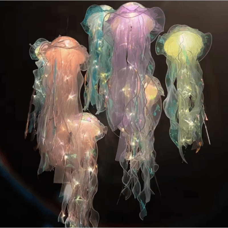 DIY Jellyfish Night Light OceanThemed Hanging Lamp For Bedroom Party Decor 6
