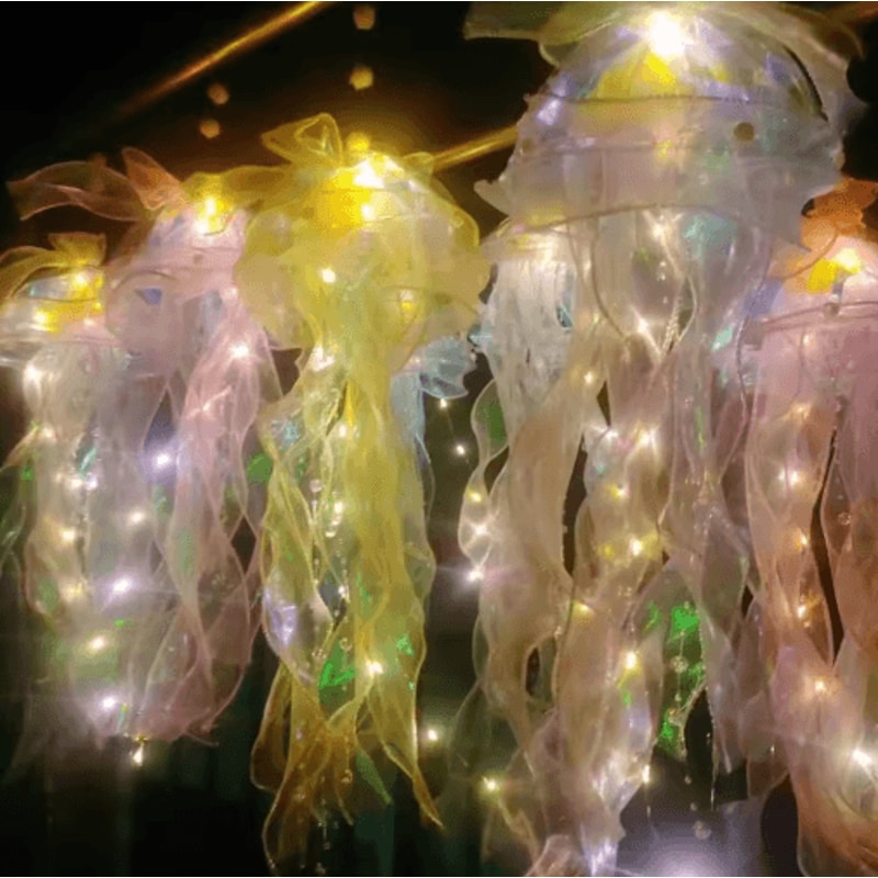 DIY Jellyfish Night Light OceanThemed Hanging Lamp For Bedroom Party Decor 8