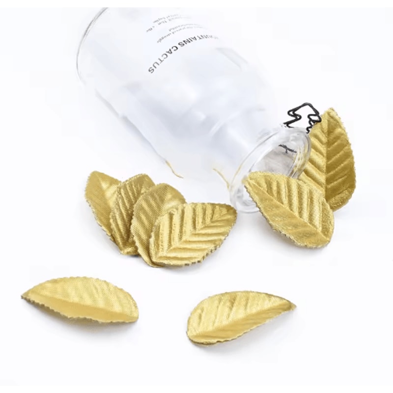 100pcs Gold Artificial Leaves Silk Leaf Decoration For Crafts Wreaths Events 1