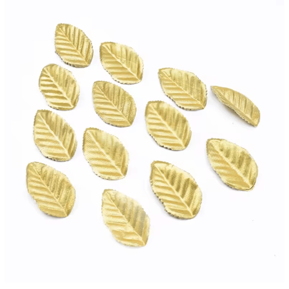 100pcs Gold Artificial Leaves Silk Leaf Decoration For Crafts Wreaths Events 2