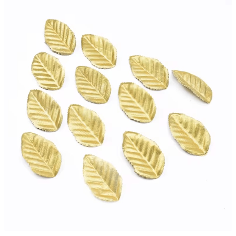 100pcs Gold Artificial Leaves Silk Leaf Decoration For Crafts Wreaths Events 2