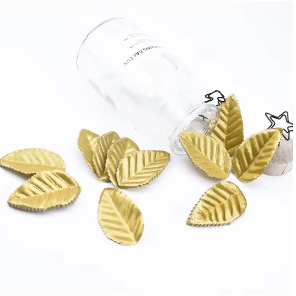 100pcs Gold Artificial Leaves Silk Leaf Decoration For Crafts Wreaths Events 5