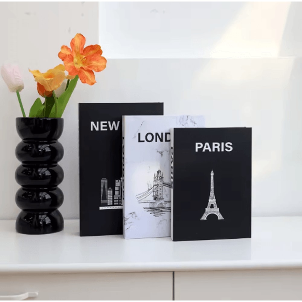 3Piece Decorative Fake Books Set Modern Coffee Table Bookshelf Styling Props 3