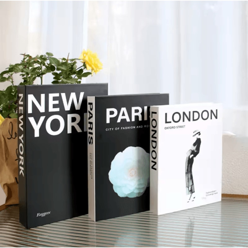 3Piece Decorative Fake Books Set Modern Coffee Table Bookshelf Styling Props 17