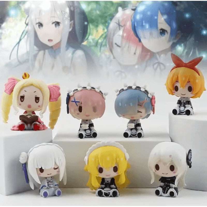 Cute Re Zero Rem Figure Mini Emilia Ram PVC Anime Desk Figurine 0