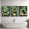 Set Of 3 Black Cat Wall Art Funny Vintage Bathroom Canvas Prints Unframed 6