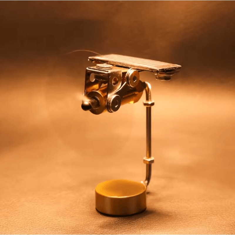 Copper Solar Windmill Ornament WindPowered Educational Science Model Desk Decor 3
