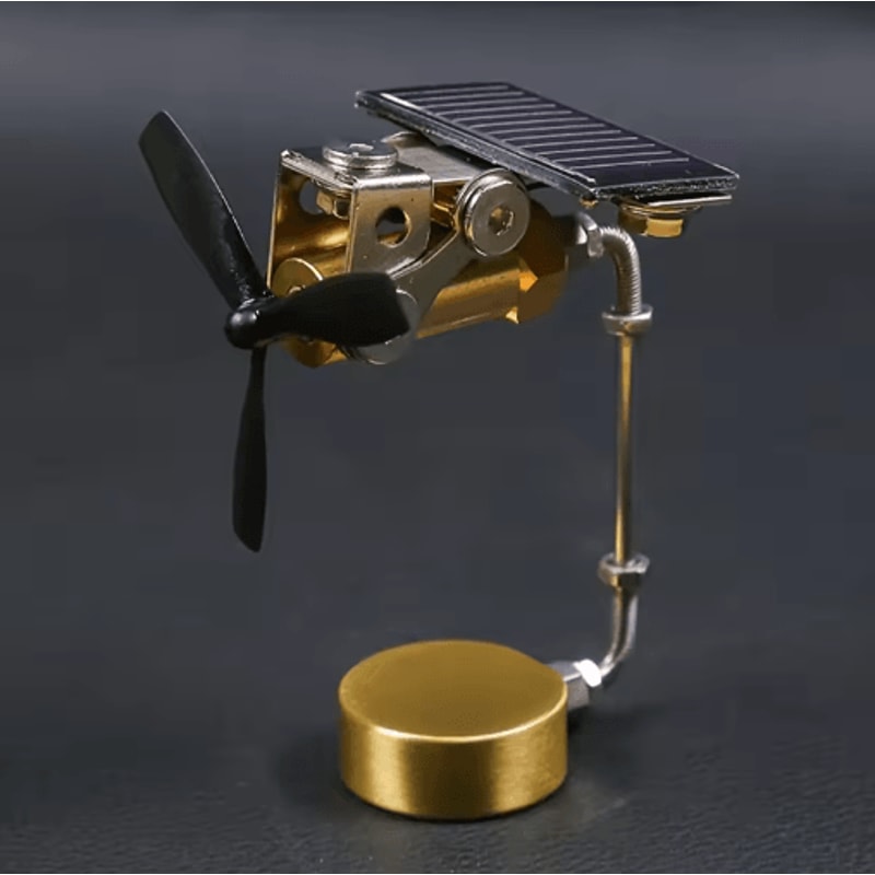 Copper Solar Windmill Ornament WindPowered Educational Science Model Desk Decor 0