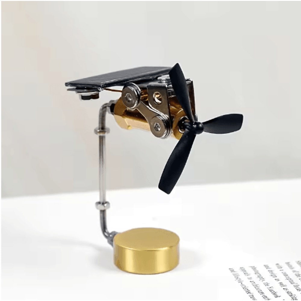 Copper Solar Windmill Ornament WindPowered Educational Science Model Desk Decor 5