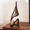 Modern Wooden Abstract Sculpture Curved Artistic Bookshelf Desk Decor 3
